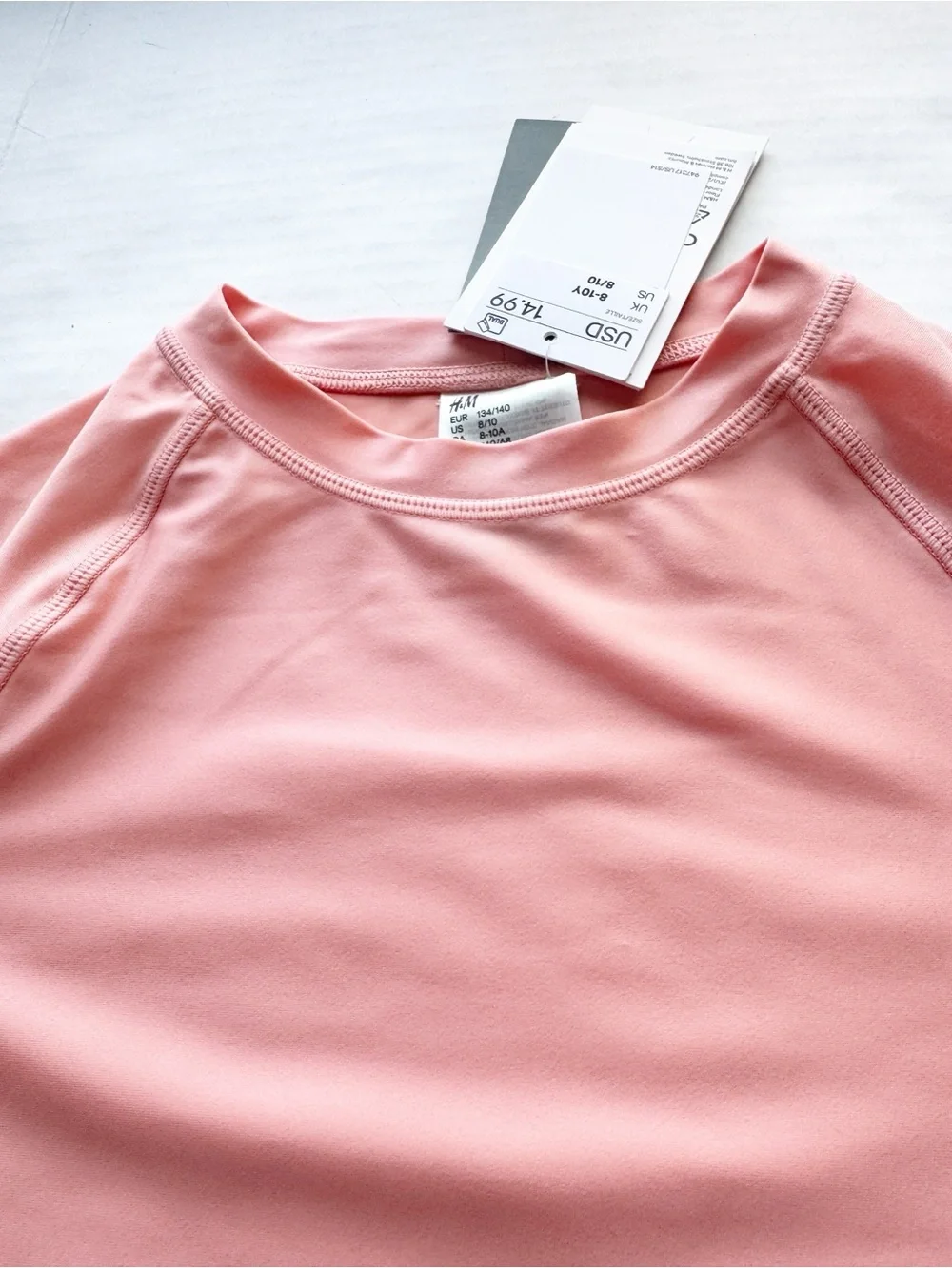 Girls New Swim Shirt UPF 50 in Peach Size 8-10Y NWT